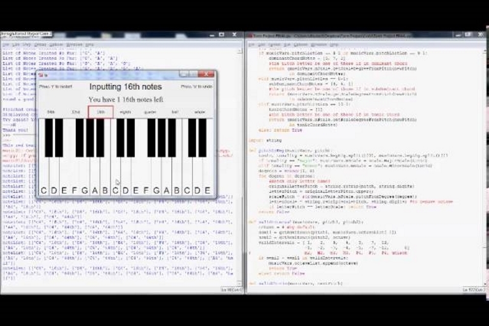 Screenshot of Python tool used to procedurally generate random music